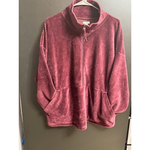 LL Bean-Women's Soft Stretch Corduroy Pullover,Half Zip-Size XL-Deep Wine - Picture 1 of 7